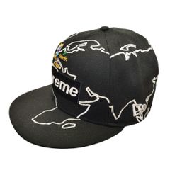 新品未使用 名作Supreme ワールドマップ キャップ ボックスロゴ 地図柄