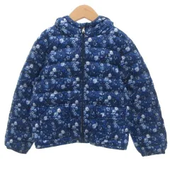 ポロ ラルフローレン POLO RALPH LAUREN 美品 ダウンジャケット 6 青 ブルー 花柄 ロゴ刺繍 フード付き /YF ■GY06