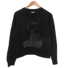 ビンテージピーナッツ Vintage PEANUTS トレーナー スウェットシャツ スヌーピー 裏毛 長袖 ラウンドネック 黒 ブラック /SD ■GY06