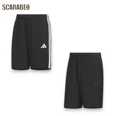 adidas アディダス ジャージ ハーフパンツ メンズ トレーニングパンツ 吸汗速乾 ドライ スリーストライプス スポーツウェア ランニング ジム cs548 KR8901：ブラック×ブラック XL