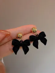 ジュエリー レディース イヤーアクセサリー  1ペア レトロ かわいい ソフトプラッシュ リボン 金属製 ピアス、レディース、新年、クリスマス、バレンタインデー、結婚式、デイリー、祭りに適しています バレンタイン