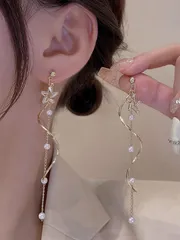 ジュエリー レディース イヤーアクセサリー   養殖フェイクパールドロップピアス