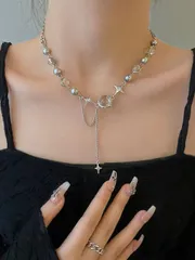 ジュエリー レディース ネックレス 女性用星飾りネックレス、夏クールでトレンディなアクセサリー、高級感のあるユニークなデザインの鎖骨チェーン