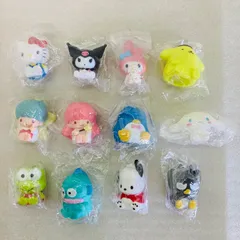 【未開封品】【全12種コンプリート】サンリオキャラクターズ ソフビパペットマスコット ハローキティ クロミ マイメロディ ポムポムプリン リトルツインスターズ キキ＆ララ タキシードサム シナモロール けろけろけろっぴ ハンギョドン ポチャッコ バッド