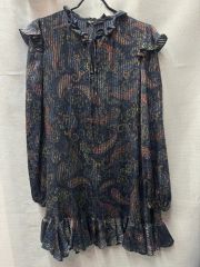 未使用 HANAE MORI オパールベロア 最高級プリーツブラウス L 青系 