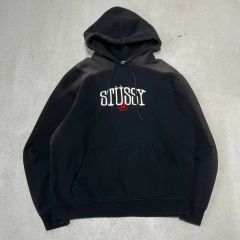 Skull Logo” old stussy プリント パーカー 紺タグ XL - メルカリ