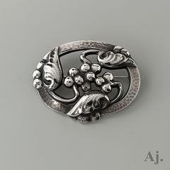 ジョージジェンセン ブローチ 71 グリーンアゲイト AG925 ヴィンテージ