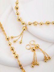 Ladies' Jewelry Set of 4: Middle Eastern Style Tassel Pendant Necklace, Earrings, and Bracelet - Perfect for Fashion, Eid Festival Parties, Everyday Wear, and Travel.