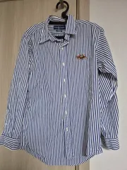 ポロラルフローレン 正規品 ブルー ビックポニー ストライプ シャツ メンズ シャツ (実寸100サイズ)
