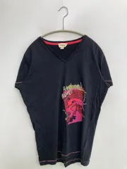 DIESEL ディーゼル Tシャツ/カットソー M ブラック 無地 前面プリント ミドル丈 半袖 Vネック