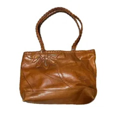 IBIZA Japan Leather Patchwork Tote with Braided Handles イビサ 本革パッチワーク 編み込みハンドル トートバッグ