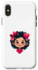 iPhone X/XS ファニーかわいい女の子 ハート付き スマホケース