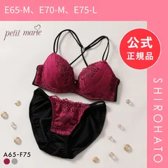 【新品】プチマリー バッククロスレース ブラセット ABCDEF ブラジャー ショーツ セット バックシャン 盛りブラ petit marie BLACK(E65-M、E70-M、E75-L)