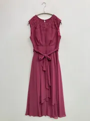 ROYAL PARTY ロイヤルパーティー ドレス F パープル 無地 レース リボン 袖なし ロング・マキシ丈 フレア