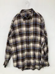 UNIQLO ユニクロ シャツ/ブラウス XL アイボリー コットン チェック柄 ミドル丈 レギュラーカラー 長袖