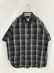 Dickies ディッキーズ シャツ/ブラウス L ブラック コットン チェック柄 ワンポイント ブランドロゴ ミドル丈 半袖 レギュラーカラー
