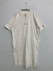 Champion チャンピオン ワンピース M ホワイト コットン 無地 ブランドロゴ 刺繍 半袖 ひざ丈 タイト