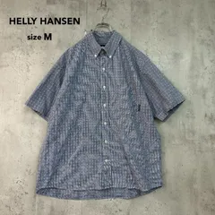 HELLY HANSEN ヘリーハンセン M ブルー 半袖シャツ ボタンダウン BDシャツ ギンガムチェック チェック柄 ロゴ ピスネーム コットン 混紡 素材 アウトドア カジュアル 定番 トップス 爽やか シンプル HH42202 ★ ■◆のサムネイル
