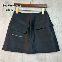 SeaRoomlynn シールームリン S ブラック シャイニーツイルミニスカート シャイニーツイル ミニスカート カーゴポケット ジップデザイン ハイウエスト 台形スカート 美脚効果 光沢感 高級感 カジュアル モード 完売品 ★ ■◆のサムネイル