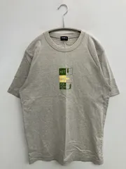 UNIQLO ユニクロ Tシャツ/カットソー M グレー 無地 前面プリント ミドル丈 半袖 クルーネック(丸首)
