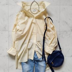 美品フレームワークコットンレギュラーカラーシャツ 24SS イエロー 