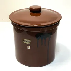 ◼︎美品◼︎【常滑焼 久松窯】切立かめ 陶器瓶 4号蓋付き 梅干漬け瓶 保存容器のサムネイル