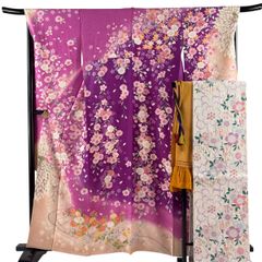 新品】振袖 深紫 満開の桜と梅 レトロモダン 豪華総柄 成人式 結婚式 