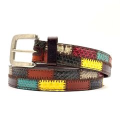 美品✨️　glamb　Gaudy belt パッチワーク ベルト ステッチ 遊び心で魅せる革】 glamb Gaudy belt パッチワーク レザー ベルト