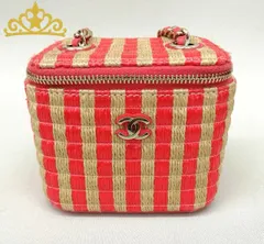 CHANEL ストライプ ミニバニティ チェーンショルダーバッグ レディース  ピンク シャネル