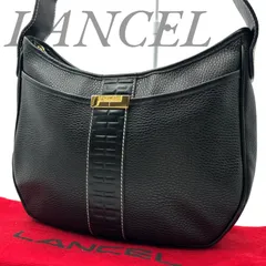 【B5446】 LANCEL ランセル ショルダーバッグ レザー ブラック クロスボディ ホーボー型 ゴールド金具 レディース 保存袋のサムネイル