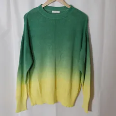 (^w^)b ジーナシス JEANASIS グラデーションニット セーター オムブレ グリーン イエロー 緑 黄色 コットン レーヨン F フリーサイズ オーバーサイズ ゆったり クルーネック ドロップショルダー JS063902SB 人気 OM12587WTのサムネイル