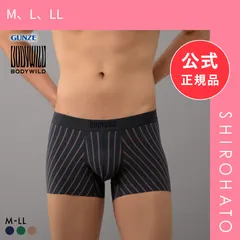 【メール便】【新品】グンゼ BODY WILD BLACK DESIGN ストライプ柄 カットオフ ボクサーパンツ メンズ 日本製  GUNZE ボディワイルド(M、L、LL)
