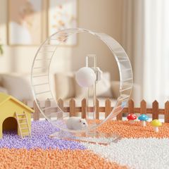 MCHNHUA Hamster Exercise Wheel, 27cm Large, High-Durability PC Material, Silent Design, Height Adjustable, Washable, Hygienic, Suitable for Golden Hamsters, Syrian Hamsters, Hedgehogs, Degus, Exercise Equipment, Clear