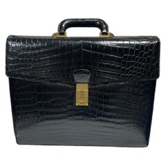 ◇クロコダイル ビジネス バッグ ダイヤルロック式 ハードタイプ 黒