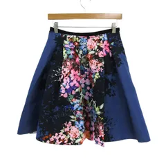 ランバンオンブルー スカート ボトムス ギャザー フレア 花柄 レディース 38サイズ 青×ピンク LANVIN en Bleu 【中古】のサムネイル