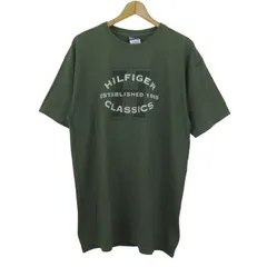 トミーヒルフィガー 半袖Ｔシャツ トップス ロゴT コットン メンズ Mサイズ 深緑 TOMMY HILFIGER 【中古】