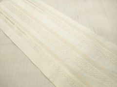 EE59 夏帯　ベージュ　レース調　編み込　幅約31㎝　長さ約363 名古屋帯？ EE59 夏帯 ベージュ レース調 編み込 幅約31㎝ 長さ約363 名古屋帯