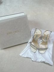 JIMMY CHOO BING ウェッジ クリスタル ホワイト 36 - メルカリ