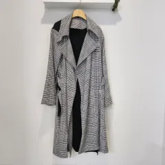 (1回着用) ダバガール チェック ロング トレンチ コート レディース