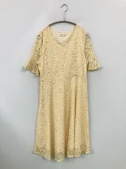 ワンピース XL ベージュ 花柄・ボタニカル柄 レース 半袖 ひざ丈 フレア