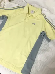 ヴィンテージ スポーティー adidas アディダス 3本線 カラーTシャツ イェロー/グレー