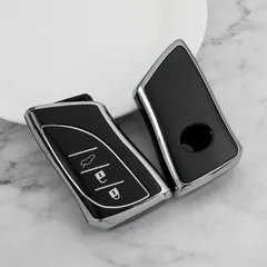 レクサス LEXUS スマートキーケース TPU キーカバー 新型NX/LC/ LS/UX/ES ブラック×シルバー