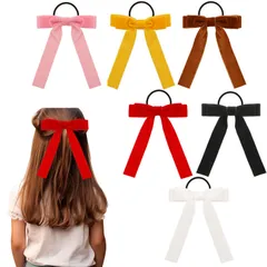新品 YOVOY リボンヘアゴム ベルベット髪ゴム 可愛い おしゃれ リボンゴムバンド 蝶結び 髪飾り 女の子ヘアアクセサリー リボンヘアロープ ヘアアレンジ 髪留め 結婚式 成人式 お祝い 式典 誕生日 発表会 跡がつかない 6本セット (マルチカラー)