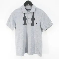 ニールバレット Neil Barrett 半袖 ポロシャツ カットソー M 灰系 グレー イタリア製 ネクタイプリント ロゴ 刺繍のサムネイル