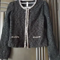 ブラックツイードスパンコール装飾ジャケット