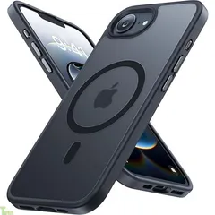 Miracase iPhone 17E/ 16E ケース【Magsafe対応・MIL米軍規格】耐衝撃あいふおん17E/ 16Eケース 傷防止 指紋防止 黄ばみ防止 ストラップホール付き 薄くて肌に優しいデザイン 6.1 インチ 厚さ2 mm 金属ボタン マ 黒