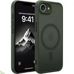 対応 iPhone 16e/17e ケース MagSafe対応 半透明 耐衝撃 軽量 薄型 マグネット搭載 人気 滑り止め PC 米軍MIL規格 ストラップホール付き ワイヤレス充電対応 スマホカバー (グリーン, iPhone 16e/17e)