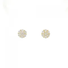 K18YG フラワー ダイヤモンド ピアス