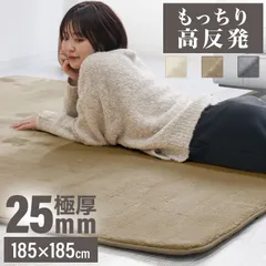【Mサイズ/185×185cm】高反発 ラグ 厚手 極厚 25mm フランネル 防音 滑り止め マイクロファイバー ラグマット カーペット 絨毯 高反発 厚手 ホットカーペット対応 床暖房対応 オールシーズン おしゃれ 新生活 FCB020Mのサムネイル