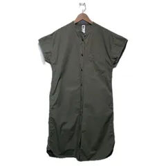 【中古】　MHL,　ワンピース　半袖　シャツ　ひざ丈　ミディアム丈　無地　ノーカラー　胸ポケット　サイドポケット　カジュアル　マニッシュ系　古着　/2407のサムネイル